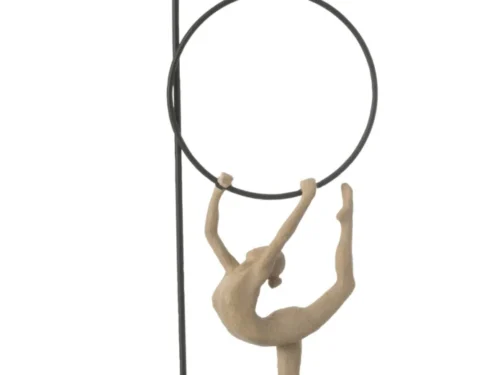 Vevia woonaccessoire van polyresin, meerkleurig, met moderne metalen standaard en speels hangend figuur