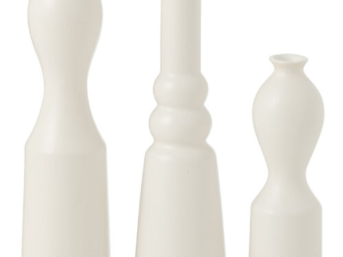 Vaas Zoose porselein wit, set van 3 slanke matten vazen H32 cm met tijdloze uitstraling