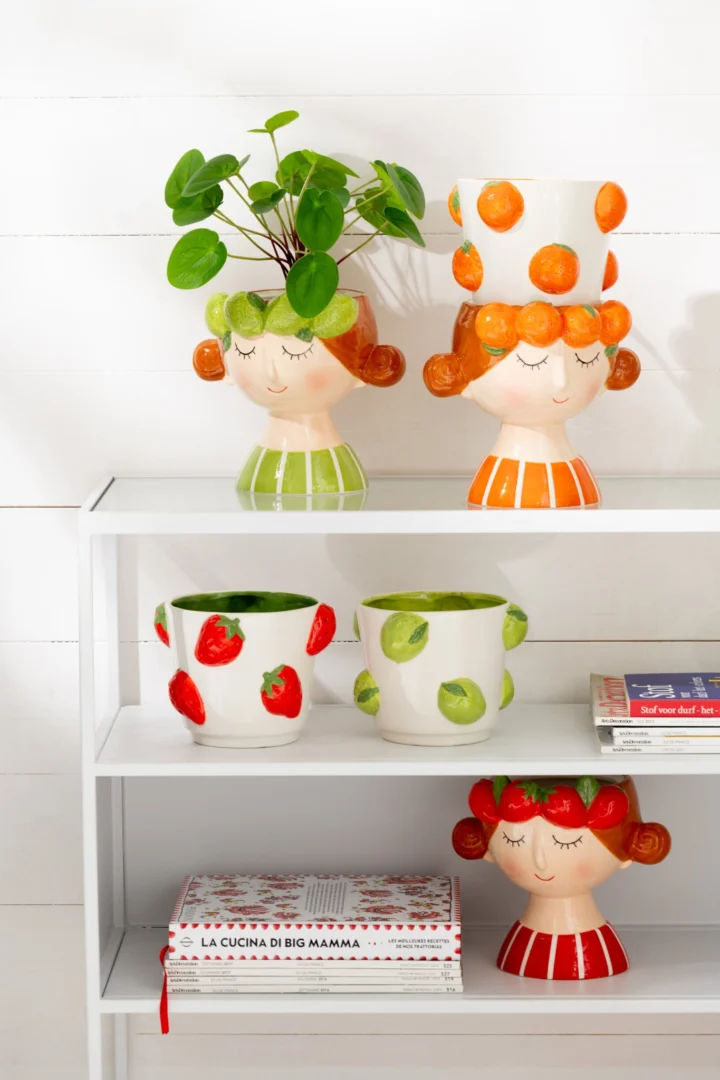 Bloempot Dote Dolomiet Meerkleurig H30,5 cm - Set van 2 - Afbeelding 2