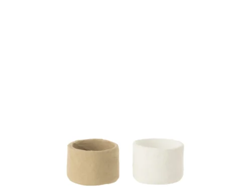 Vensano papier-maché potten set van 2, meerkleurig, compact en decoratief voor dressoir of vensterbank
