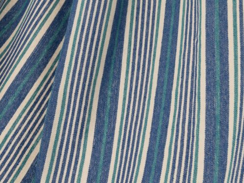 Bruvio hangmat katoen blauw met witte en turquoise strepen, compact en comfortabel voor tuin of huis