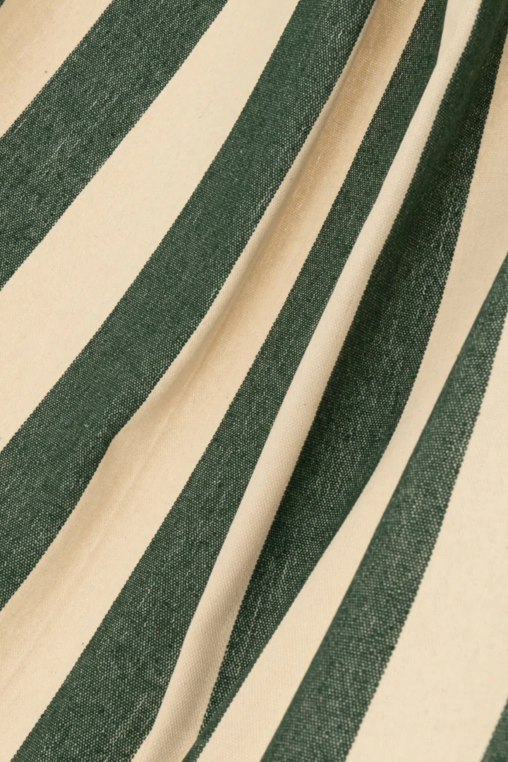 Hangmat Flenora in donkergroen en ecru, gestreept katoen-polyester met stevige, zachte stof