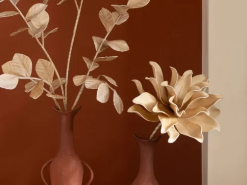 Kunsttak Caalvura EVA Naturel in vaas, 75 cm, met natuurlijke beige bladeren