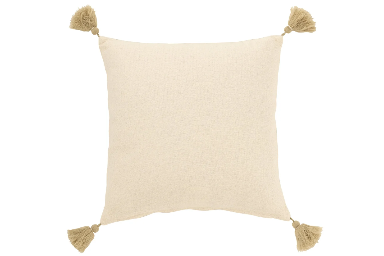 Kussen Kanura beige 45 x 45 cm van katoen met speelse kwastjes aan de hoeken