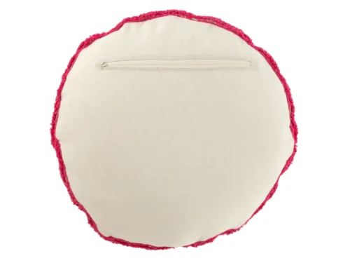 Kussen Curdang Roze 45x45 cm met getufte afwerking en rits, speelse ronde vorm achterkant zichtbaar