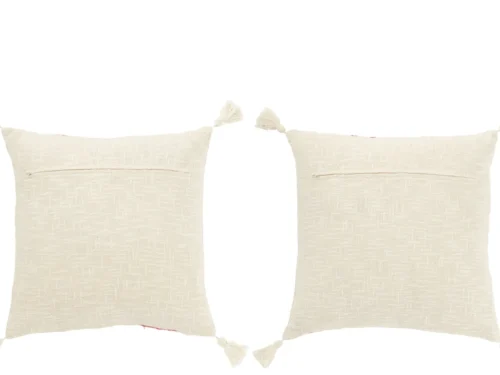 Set van 2 Braros kussens roze 45 x 45 cm met kwastjes en zachte, geweven stof