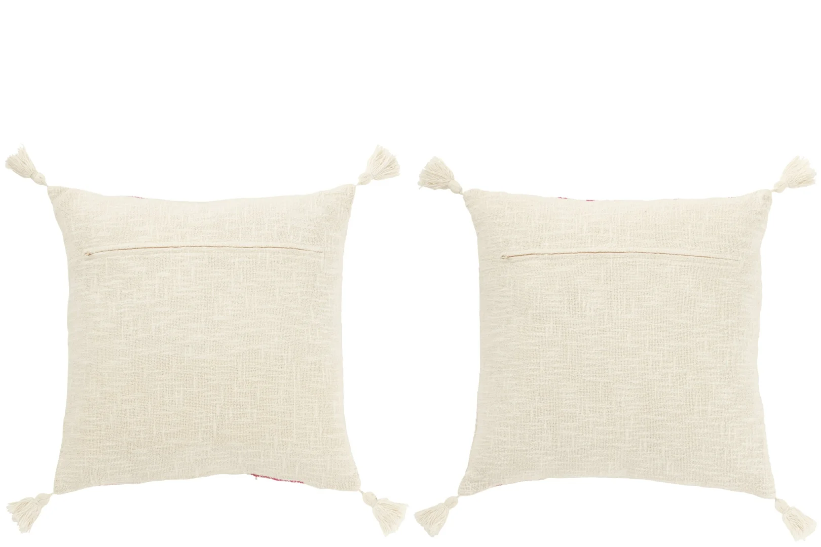 Set van 2 Braros kussens roze 45 x 45 cm met kwastjes en zachte, geweven stof