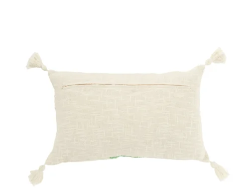 Kussen Zistello Groen 50x30 cm, rechthoekig sierkussen met strepen, kwastjes en zachte geweven textuur