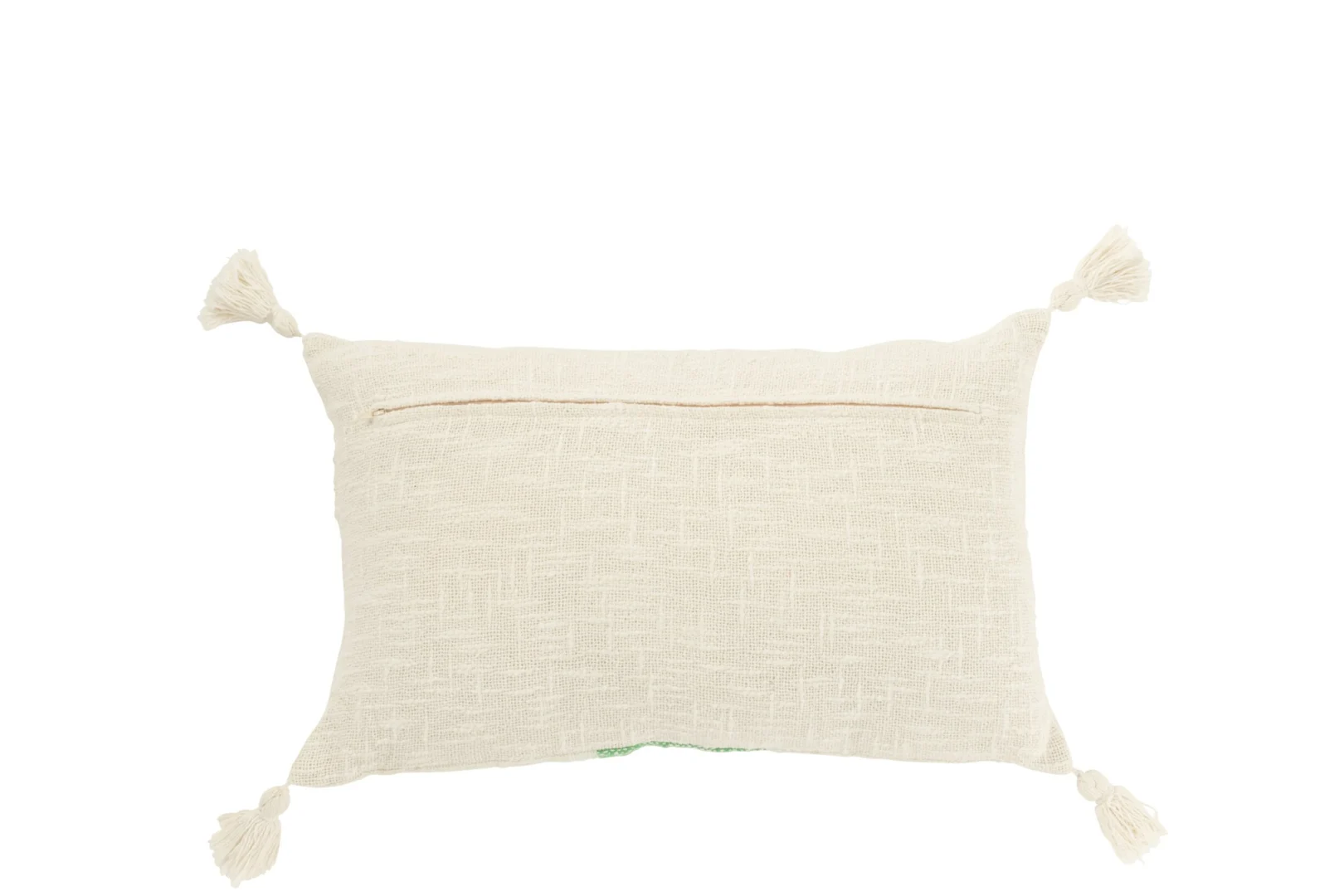 Kussen Zistello Groen 50x30 cm, rechthoekig sierkussen met strepen, kwastjes en zachte geweven textuur