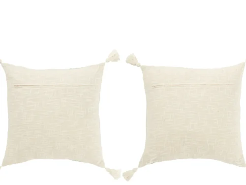 Kussen Roonsum Groen set van 2, 45x45 cm, met speels streepdessin en kwastjes