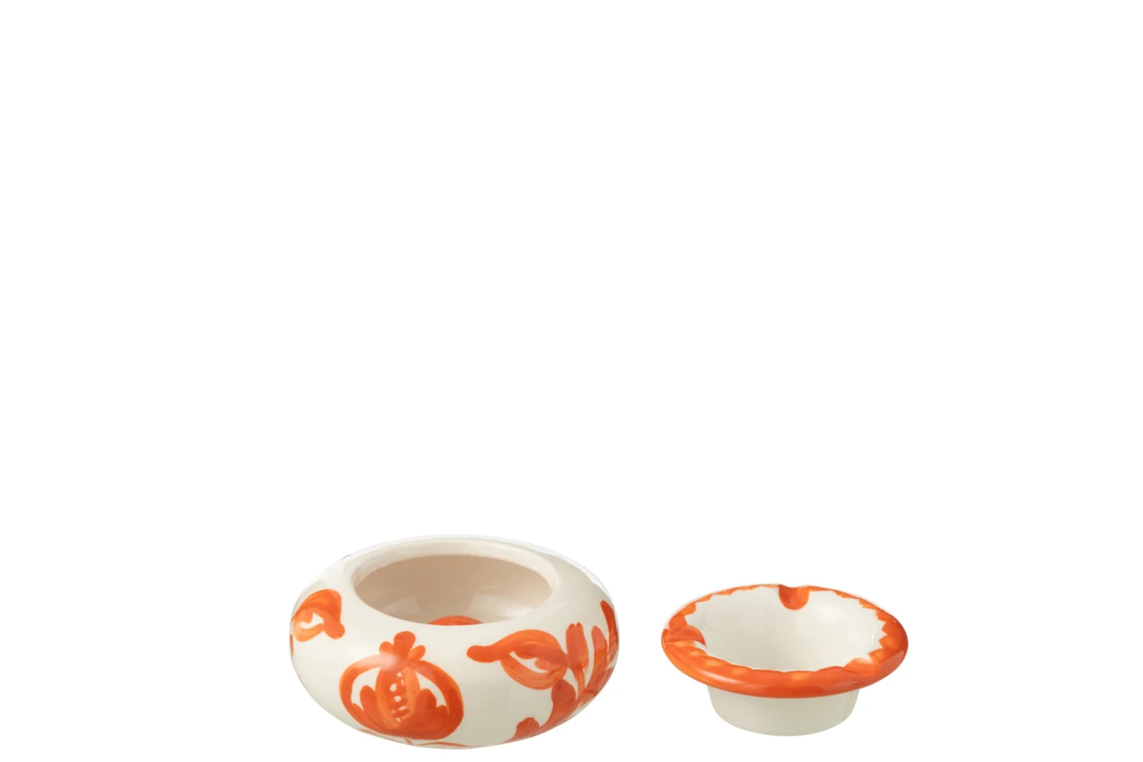 Klaarmo keramieken asbak meerkleurig met oranje bloemenprint en compact design