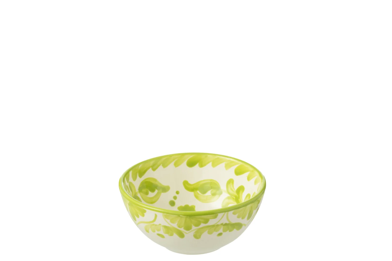 Kom Preirello keramiek schaal met wit-groen motief, compact en decoratief voor op tafel