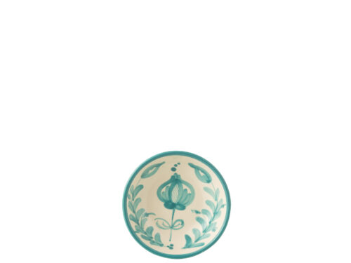 Heekine Granada keramiek kom, meerkleurig met turquoise bloemmotief en ronde rand