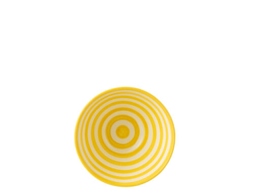 Kom Raannello keramiek meerkleurig met gele cirkelstrepen, decoratieve ronde kom voor tafel of dressoir