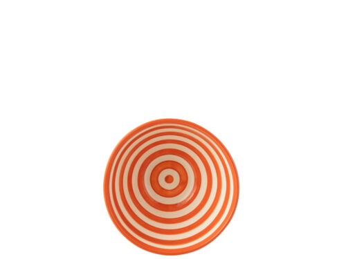 Kom Jeisek keramieken hoge kom met oranje-witte strepen, meerkleurig en compact decoratief design