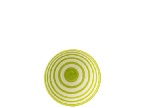 Kom Seentil keramiek meerkleurig met groene ringen, ronde schaal voor tafel of dressoir