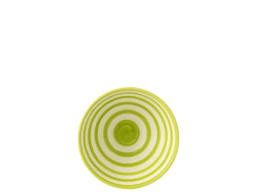 Kom Seentil keramiek meerkleurig met groene ringen, ronde schaal voor tafel of dressoir