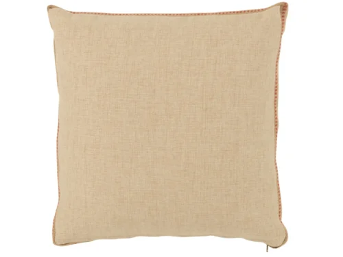 Kussen Klolello Meerkleurig, linnenlook sierkussen met subtiele rood-oranje bies, 50 x 50 cm