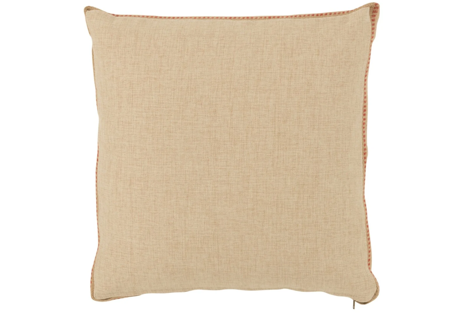 Kussen Klolello Meerkleurig, linnenlook sierkussen met subtiele rood-oranje bies, 50 x 50 cm