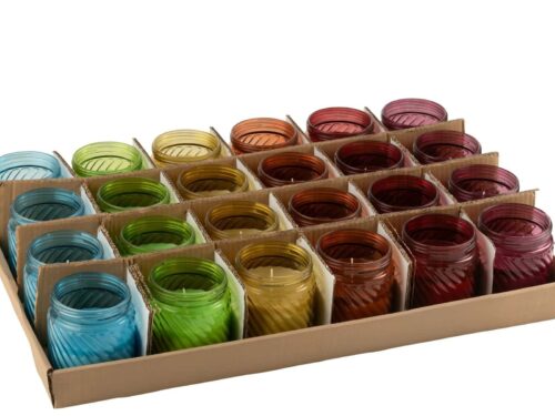 Geurkaars Donel set van 6 in glazen houders, meerkleurig, met frisse citronellageur