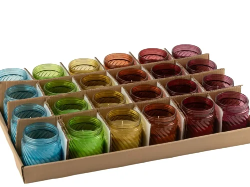 Geurkaars Donel set van 6 in glazen houders, meerkleurig, met frisse citronellageur