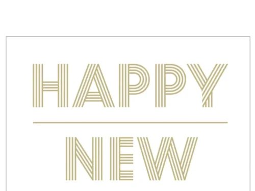 Servet Vienone Papier Goud, set van 20, met Happy New Year print in elegante goudtint