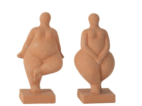 Beeld Gaullil beton bruin set van 2, moderne abstracte figuren op sokkel voor woondecoratie