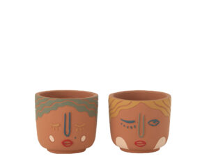 Bloempot Nientum Beton Meerkleurig H10 cm - Set van 2