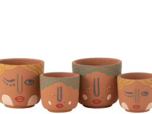 Bloempot Staaskona Beton Meerkleurig H13 cm - Set van 2