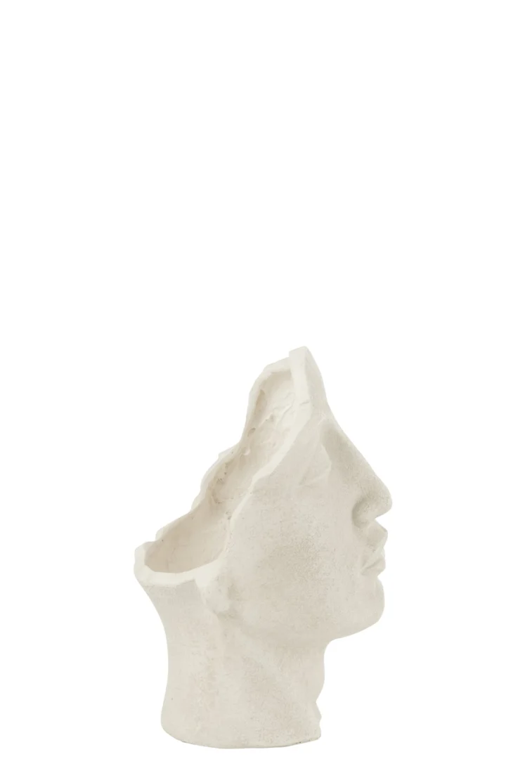 Witte Bloempot Lollund van vezelklei, slank en sculpturaal design, 38 cm hoog voor binnen of buiten