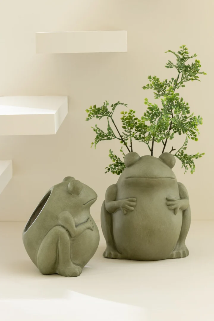 Bloempot Skientan Vezelklei Groen H25 cm - Afbeelding 3