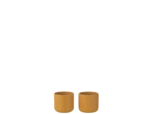 Bloempot Klaussa keramiek geel, set van 2 met compact rond design en matte afwerking