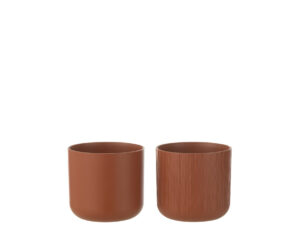 Bloempot Skeemano Keramiek Bruin H12,6 cm - Set van 2