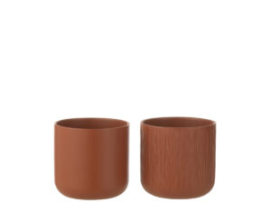 Bloempot Floobas Keramiek Bruin H14,5 cm - Set van 2