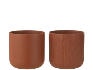 Bloempot Gomar Keramiek Bruin H20 cm - Set van 2