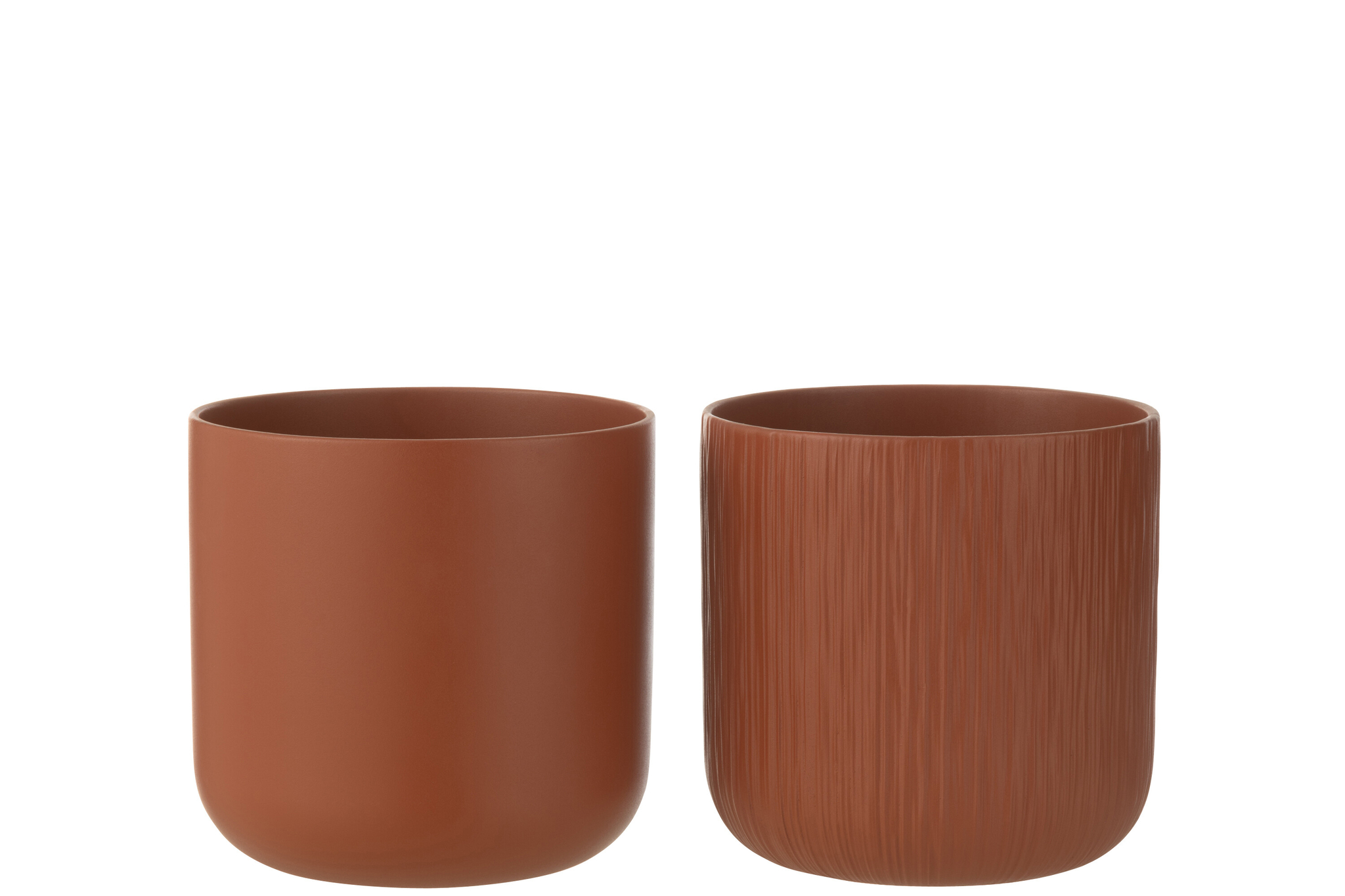 Bloempot Gomar Keramiek Bruin H20 cm - Set van 2