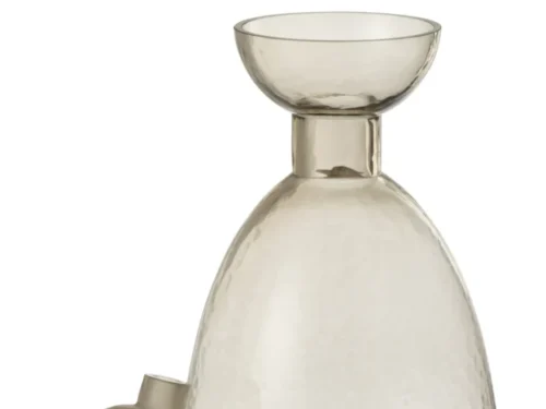 Yara vaasfles van grijs glas met slanke vorm en matte bolvormige woonaccessoire voor interieurdecoratie