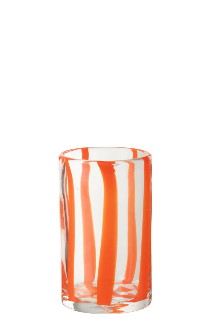 Drinkglas Teibun Glas Oranje met transparant glas en opvallende oranje strepen