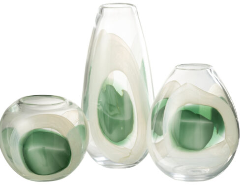 Zallesta glazen vaas meerkleurig groen-wit, slank 37 cm decoratief woonaccessoire