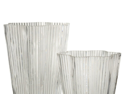 Vaas Getonte Glas Transparant H26,5 cm, slank geribbeld design in helder glas, stijlvol en transparant
