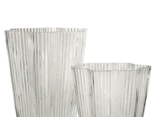 Vaas Getonte Glas Transparant H26,5 cm, slank geribbeld design in helder glas, stijlvol en transparant
