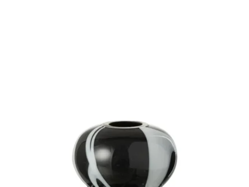 Vaas Jabes glas meerkleurig zwart/wit met rook-effect, compact decoratief design H12,5 cm