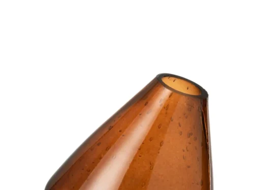 Sloonnek vaas van bruin glas, compact en bolvormig met smalle opening, H13,5 cm