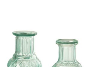 Vaas Molir Glas Blauw H14 cm - Set van 2