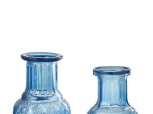 Vaas Slisano Glas Blauw H14 cm - Set van 2