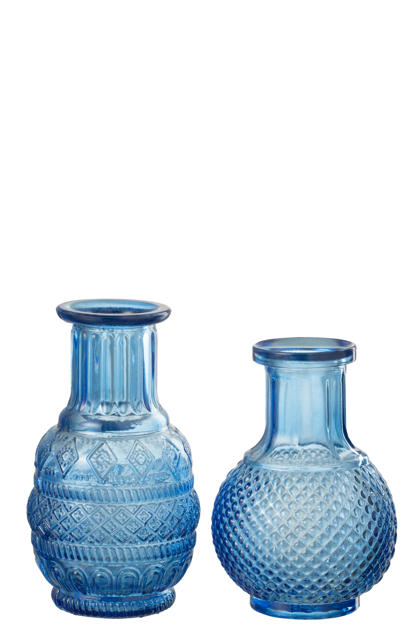 Vaas Slisano Glas Blauw H14 cm - Set van 2
