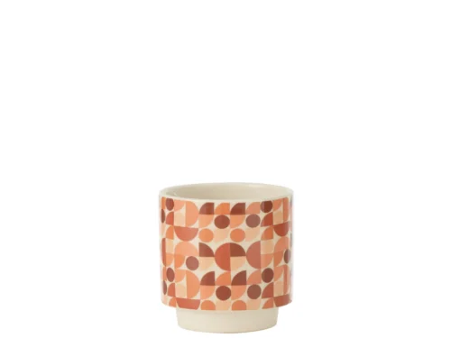 Bloempot Rormar keramiek met meerkleurig retro patroon, compact formaat H10 cm