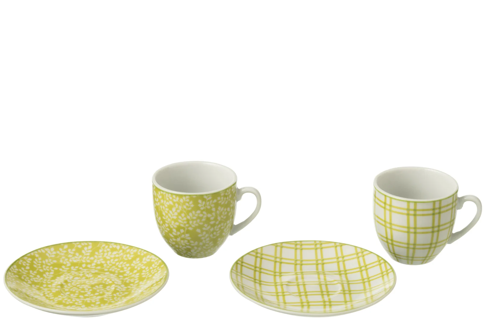 Opbergdoos Komer keramiek groen met serviesdessin, compact en decoratief voor dressoir of plank