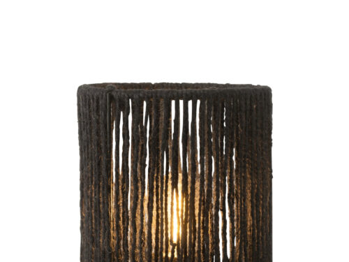 Tafellamp Jeissesta H20 cm met zwarte katoen cilinder en lichte houten voet, modern en sfeervol