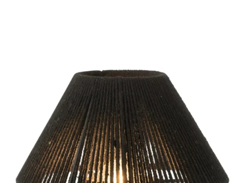 Tafellamp Lirmos Zwart H18,7 cm met gevlochten kap en warme sfeerverlichting